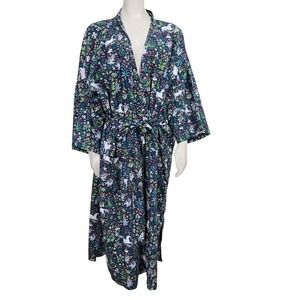 Printfresh Robe Womens Plus 2X Navy Blue Enchanted Forest Unicorn Organic Cotton